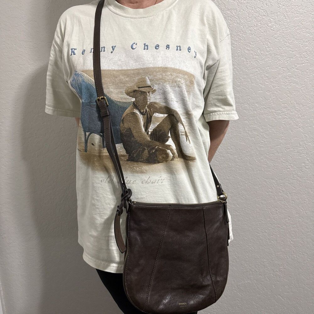 Fossil Gwen Saddle Bag Crossbody Leather Expandable Brown Purse - Picture 16 of 16